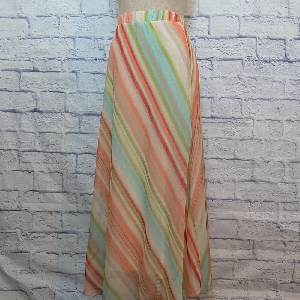 Chico's Pastel Striped Martha Maxi Skirt